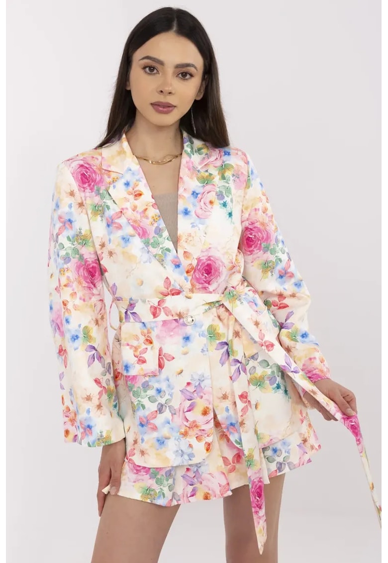 Set de sacou si fusta-pantalon cu imprimeu floral