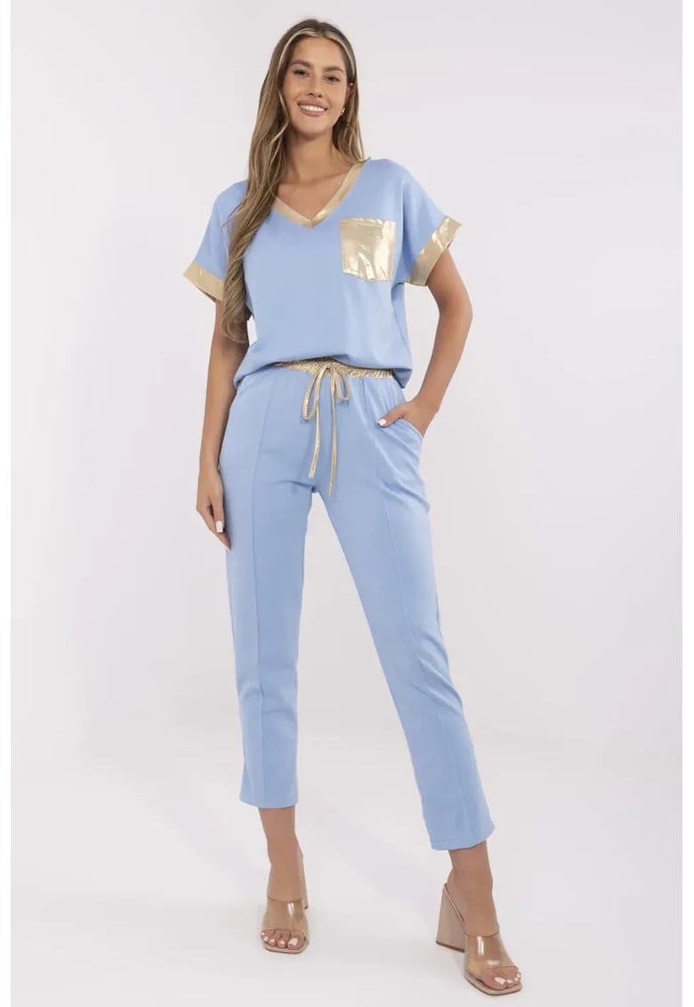 Bluza cu maneca scurta si pantaloni crop