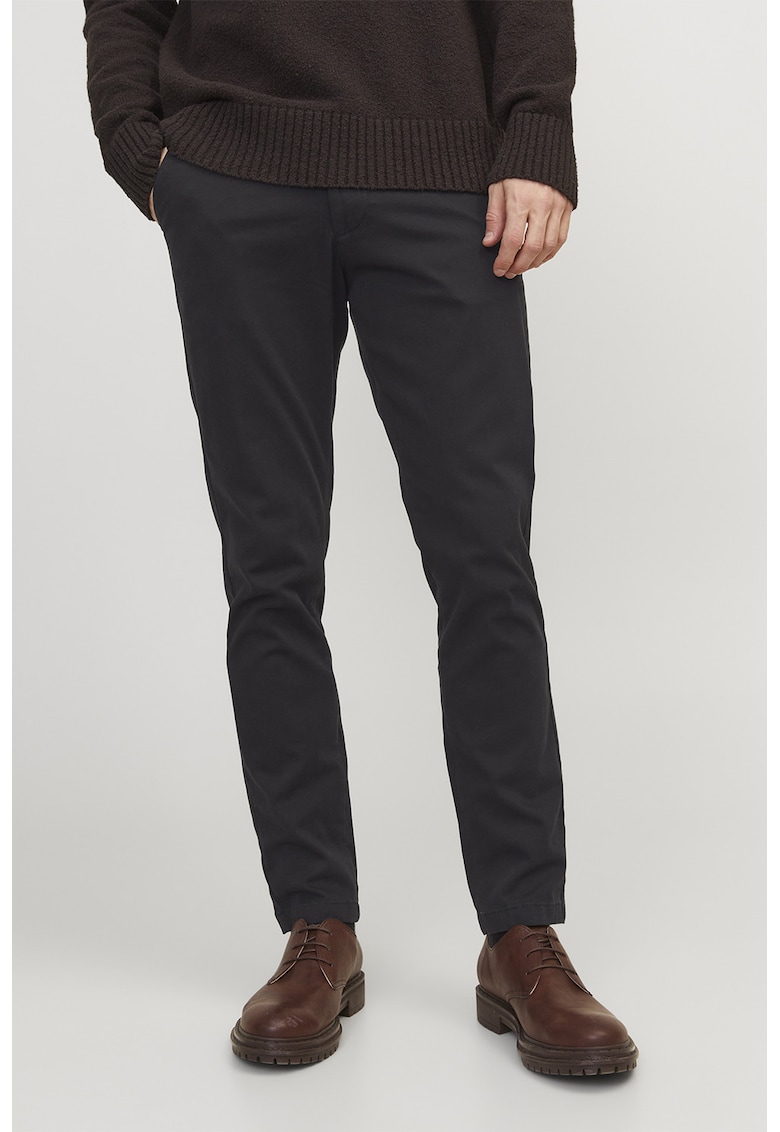 Pantaloni chino cu buzunare oblice - Negru