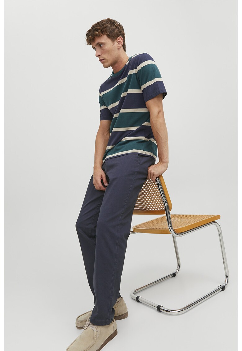 Pantaloni chino cu talie medie - Bleumarin