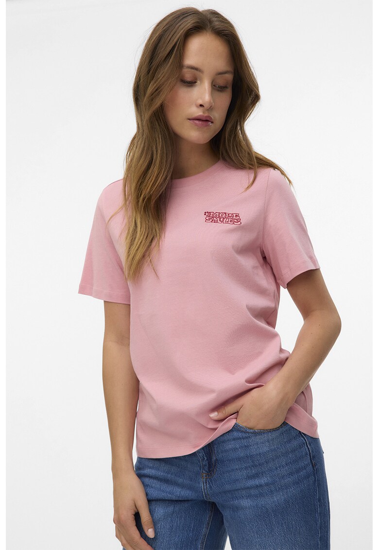 Tricou de bumbac organic - Rosu/Roz pastel