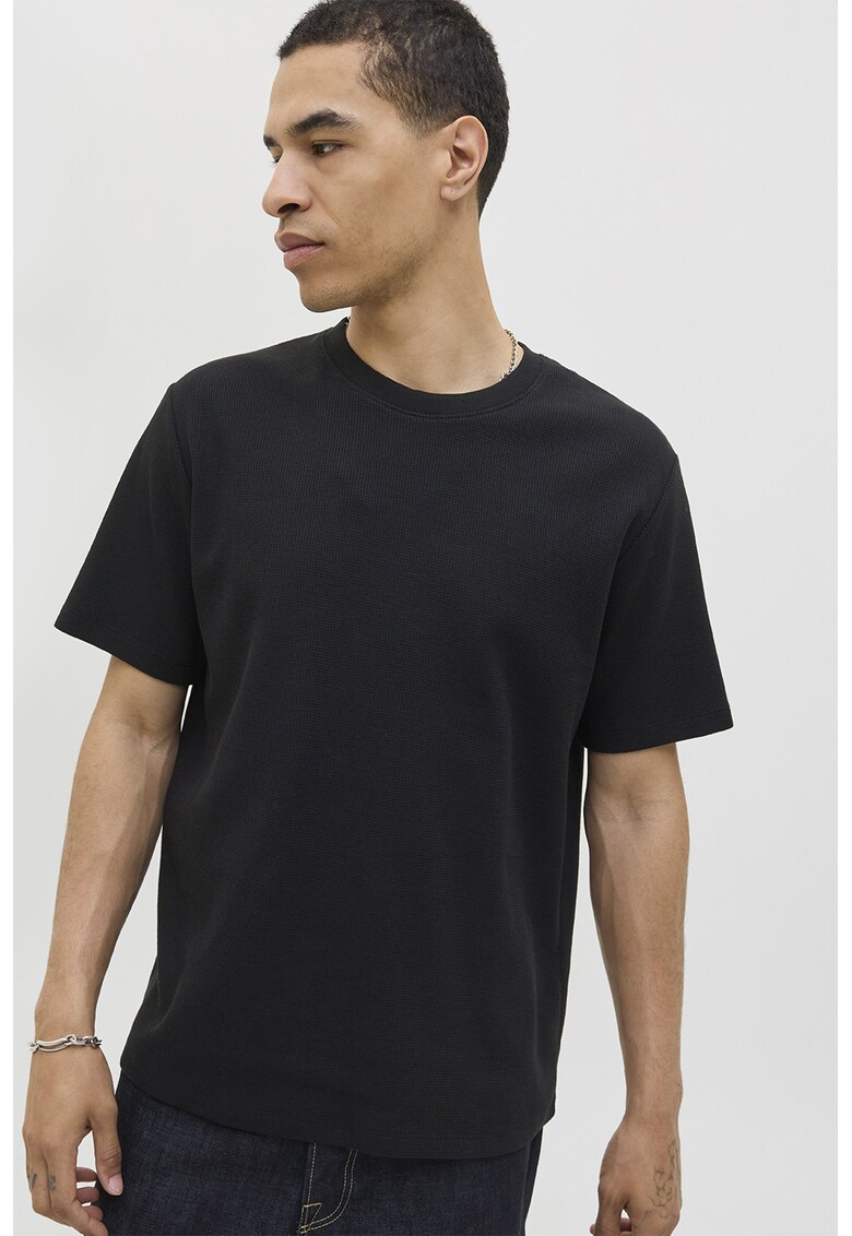 Tricou texturat relaxed-fit - Negru