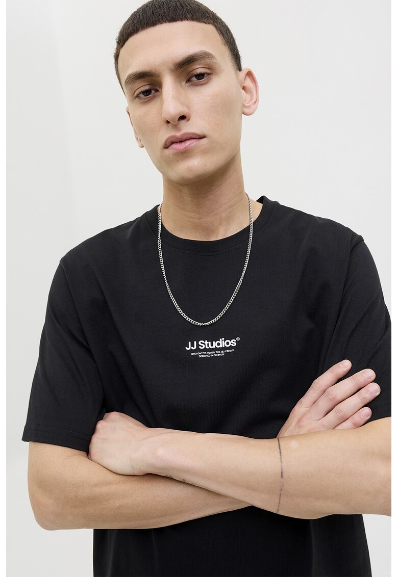 Tricou de bumbac organic cu text - Negru