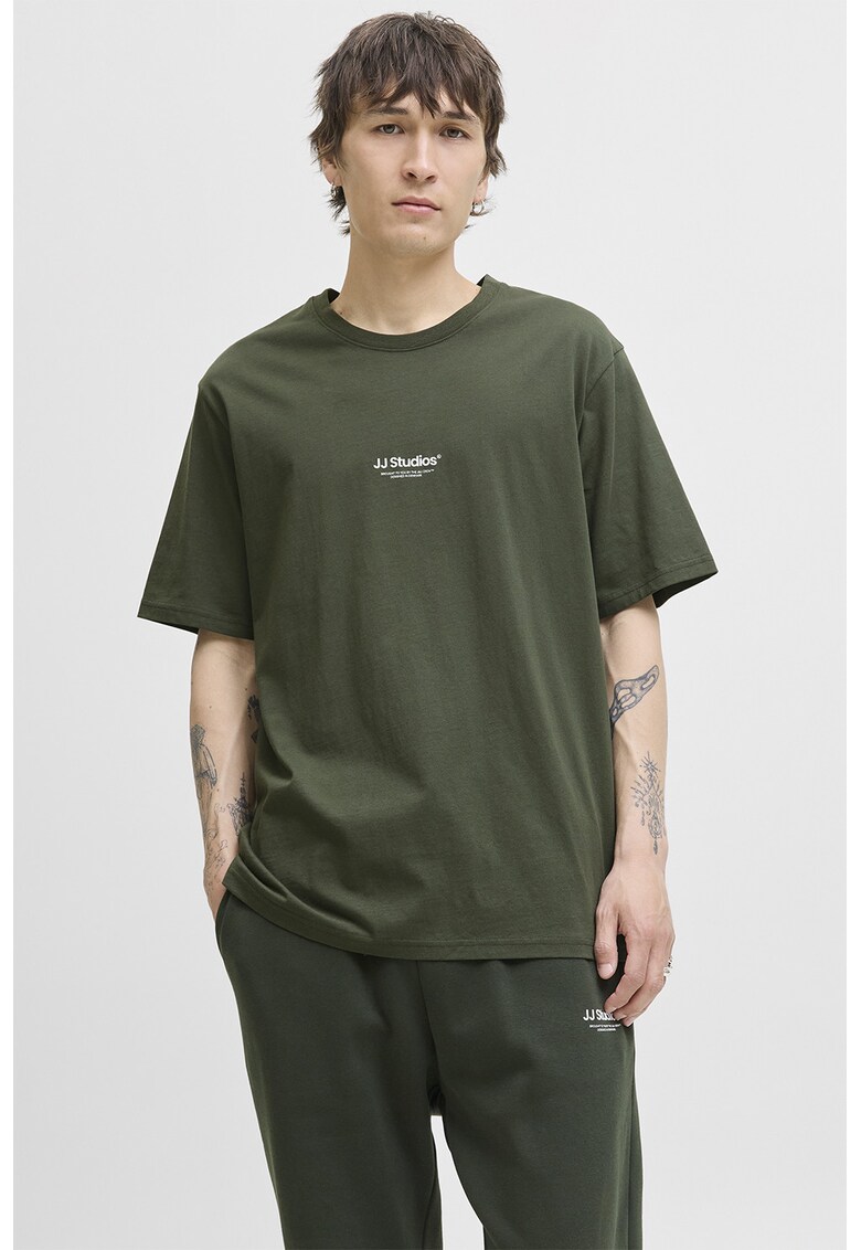 Tricou de bumbac organic cu text - Verde aquamarin