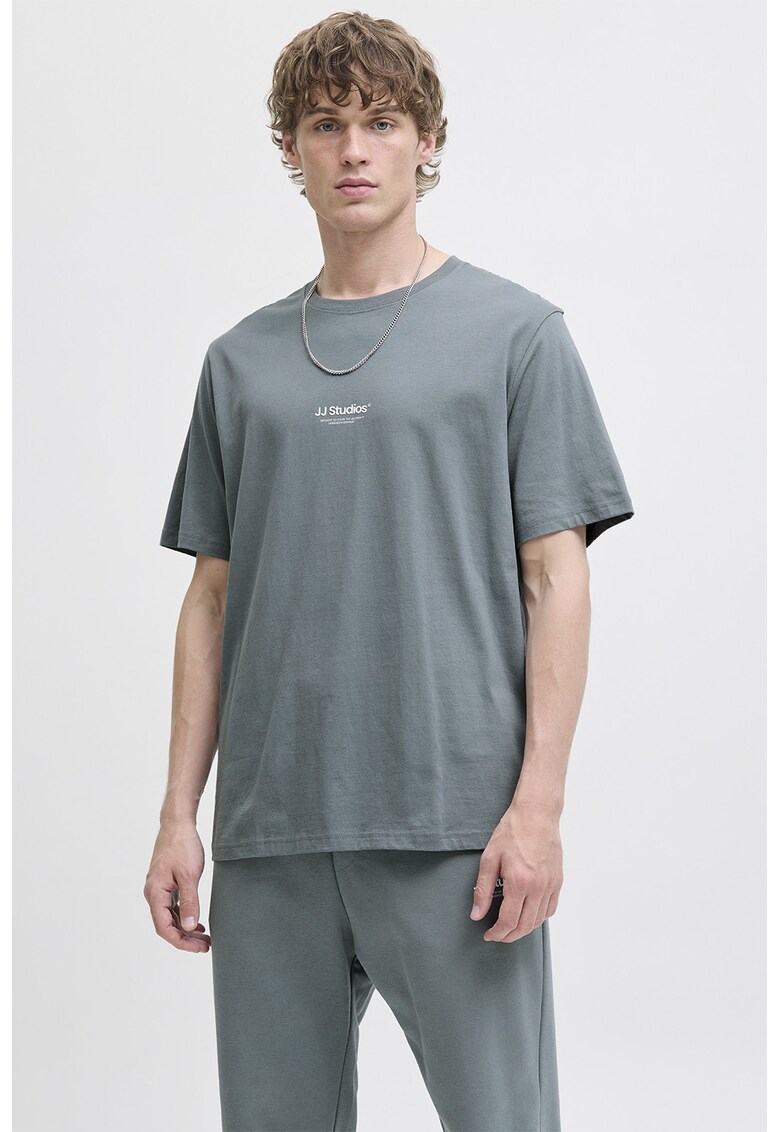 Tricou de bumbac organic cu text - Albastru petrol