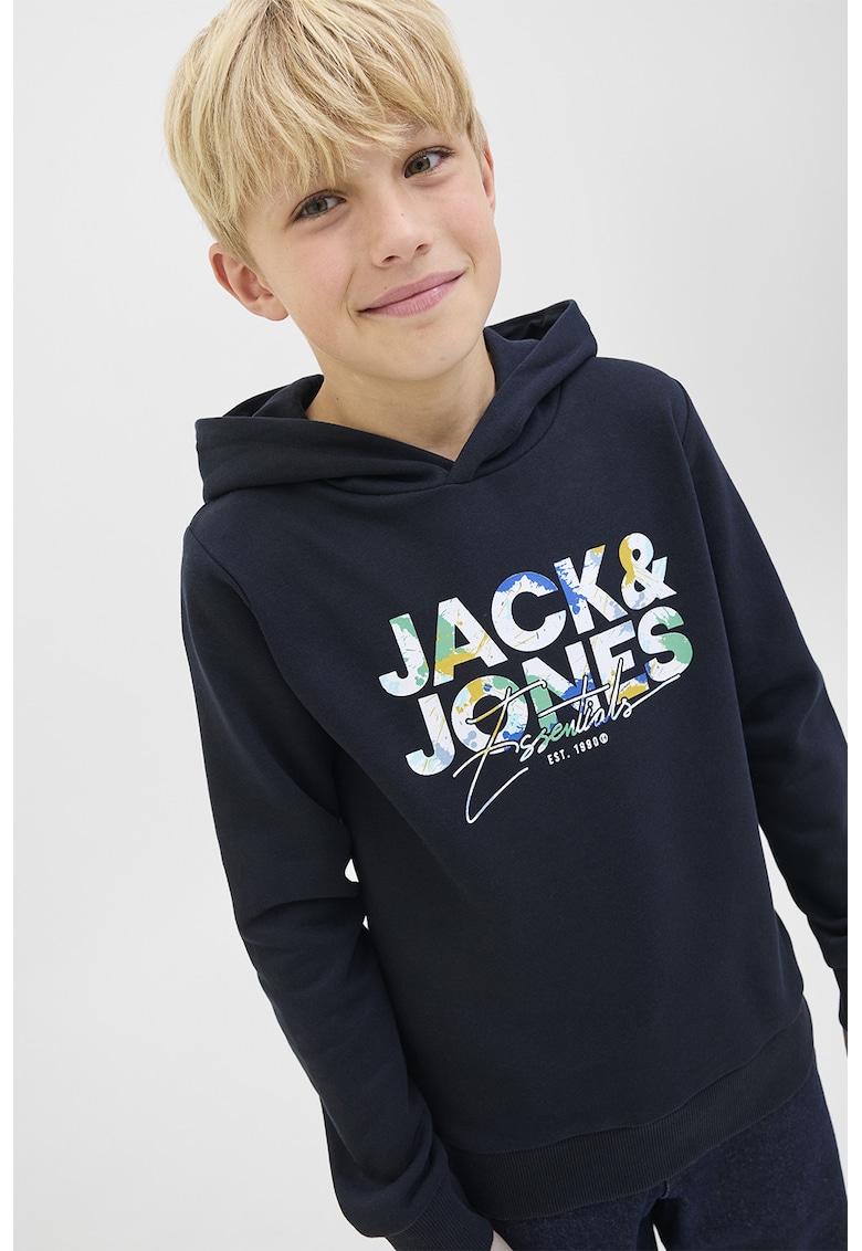 Jack & Jones Hanorac cu imprimeu logo - Alb optic/Bleumarin