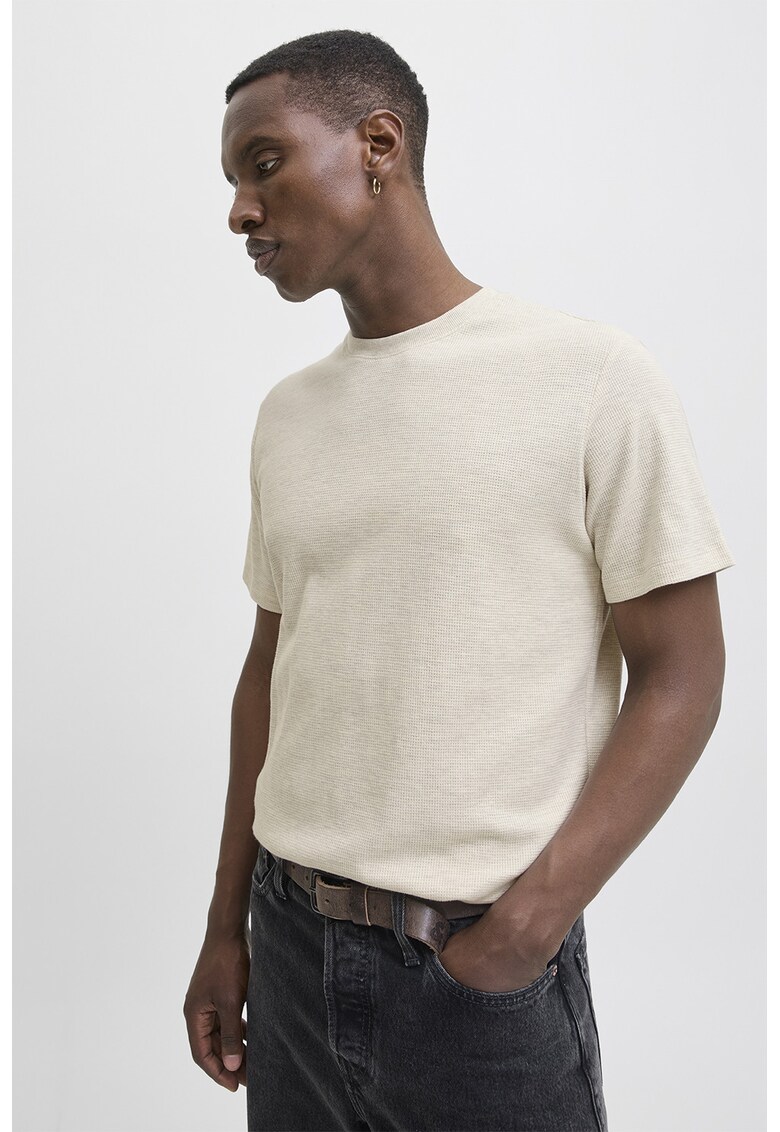 Tricou texturat relaxed-fit - Crem