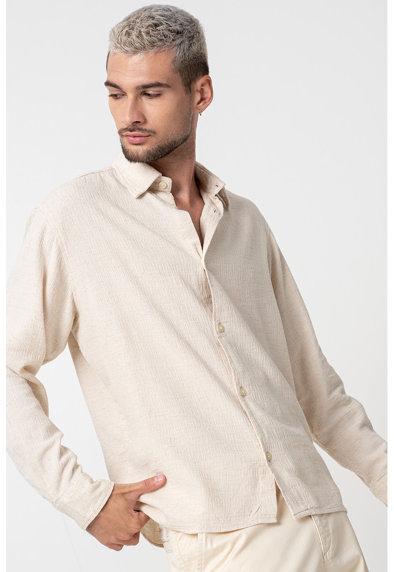 Camasa relaxed-fit din amestec de in - Bej deschis