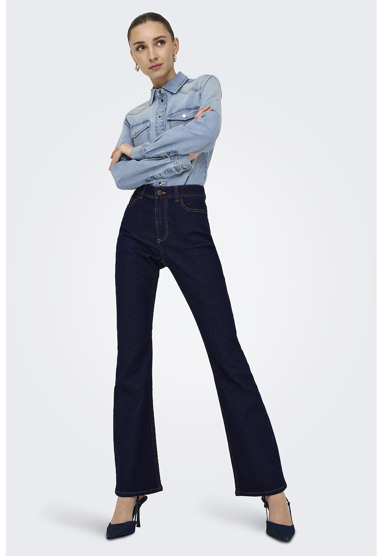 Blugi bootcut cu talie inalta