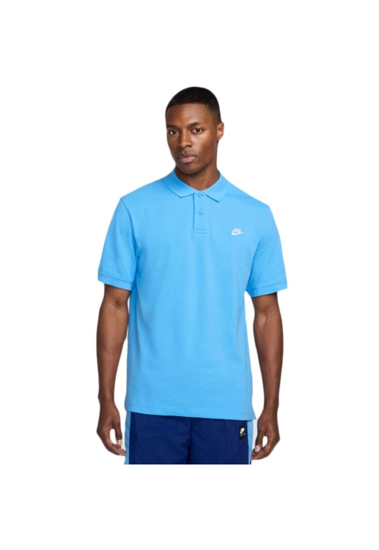 Tricou polo din material pique cu logo - Albastru