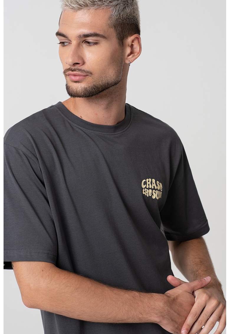 Tricou relaxed-fit din bumbac Tristan - Gri antracit