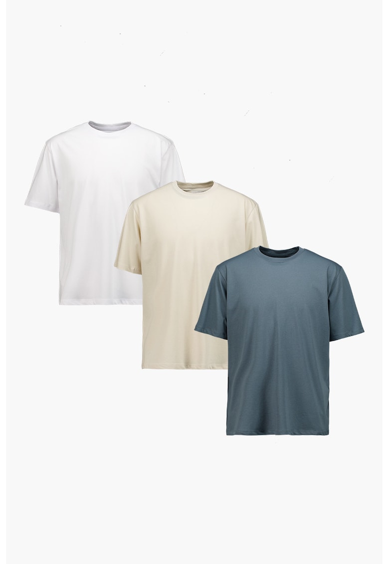 Set de tricouri de bumbac cu decolteu la baza gatului - 3 piese