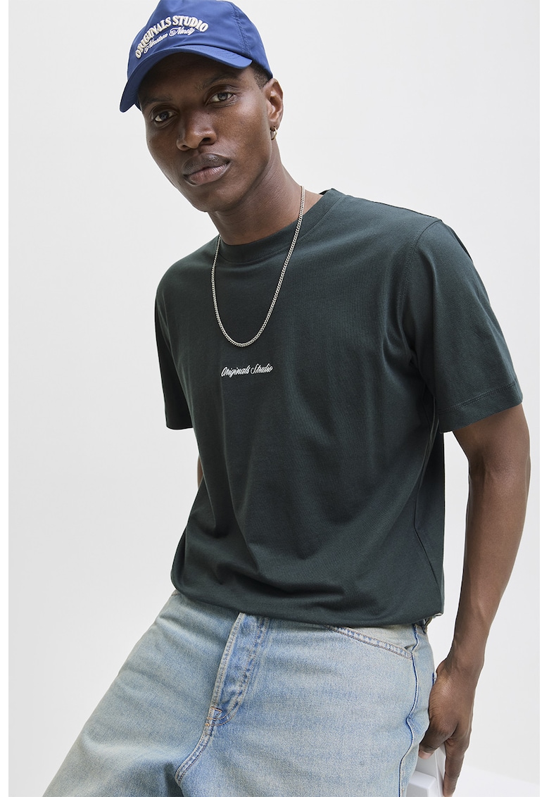 Tricou regular fit de bumbac - Verde padure