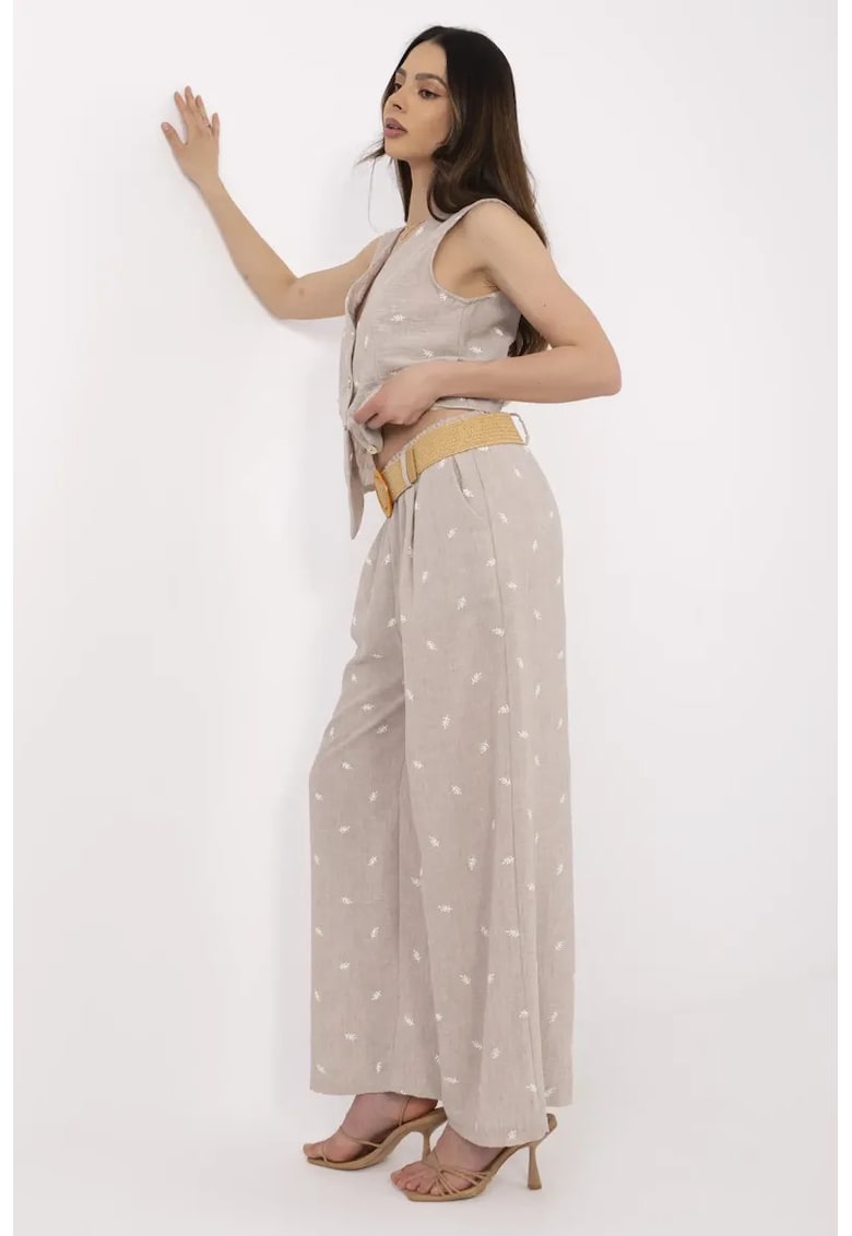 Set de vesta si pantaloni cu croiala ampla Set de vesta si pantaloni cu croiala ampla