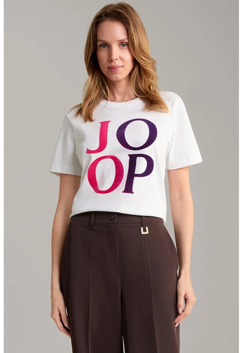Tricou casual cu detaliu tip logo - Alb