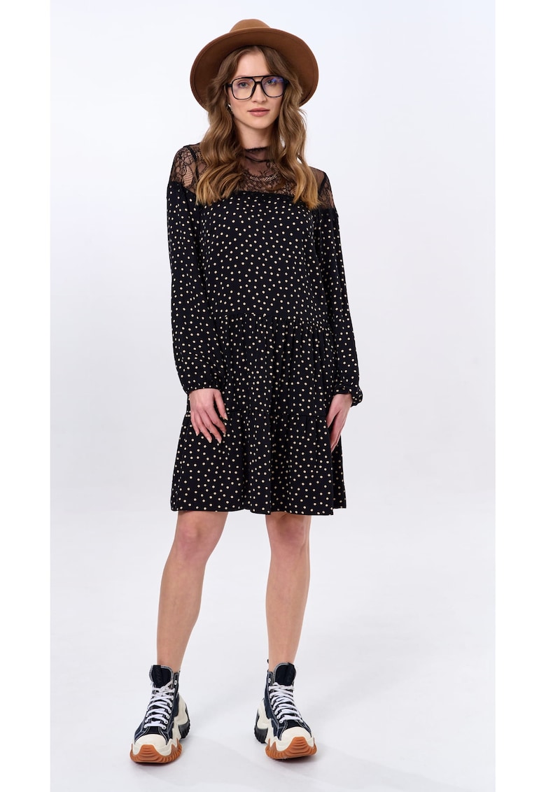 Rochie cu buline si insertii din dantela Shay