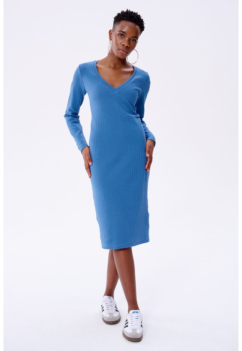 Rochie cu croiala cambrata si striatii Rosalinda