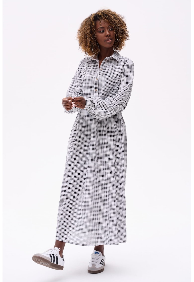 Rochie-camasa cu imprimeu in carouri Kora
