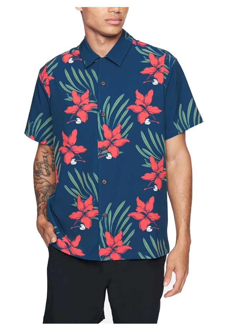 Camasa barbati - maneca scurta - textil - albastru -