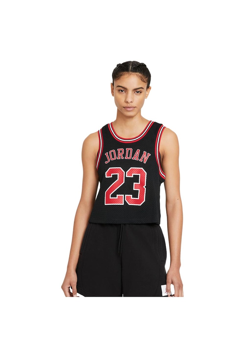 Maiou sport dama model Essentials - croiala lejera - imprimeuri cu model - poliester - Rosu/Negru