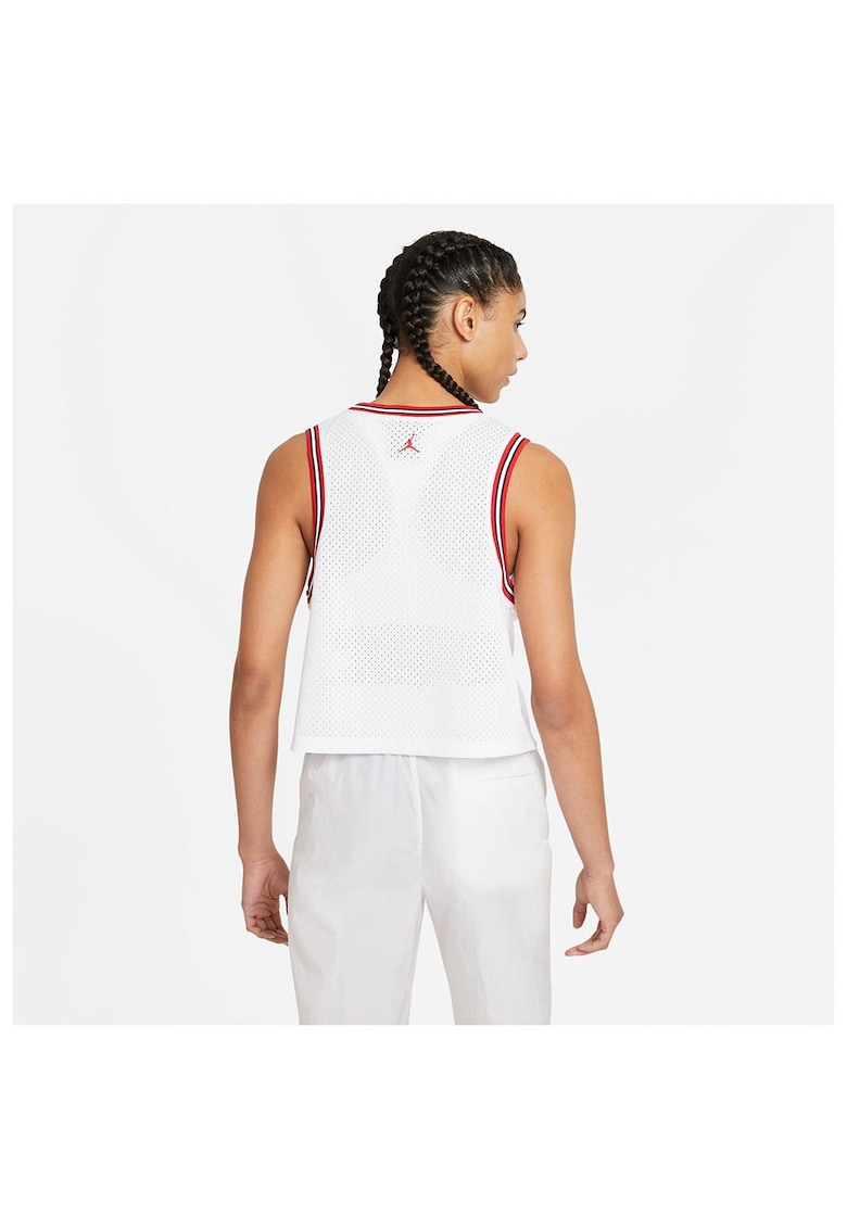Tricou dama Essential - croiala lejera - imprimeuri - poliester - alb/rosu