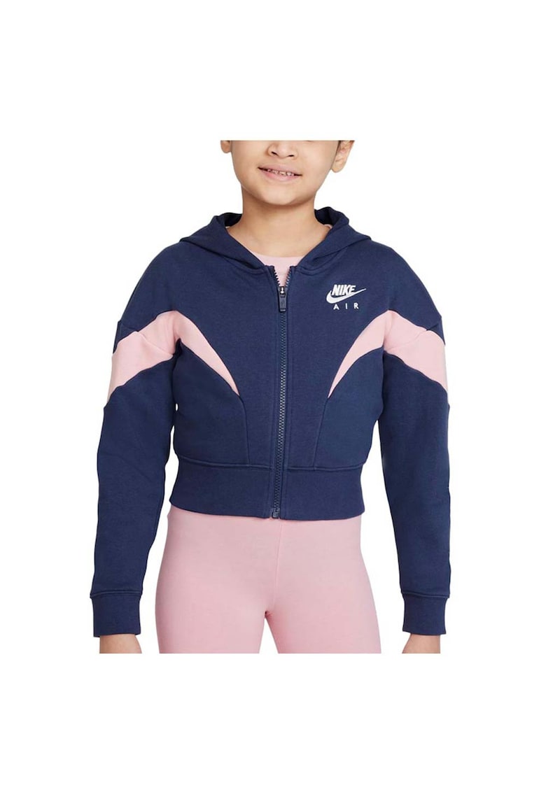 Hanorac sport copii model Air - maneci largi - scurt - bumbac - albastru/roz -