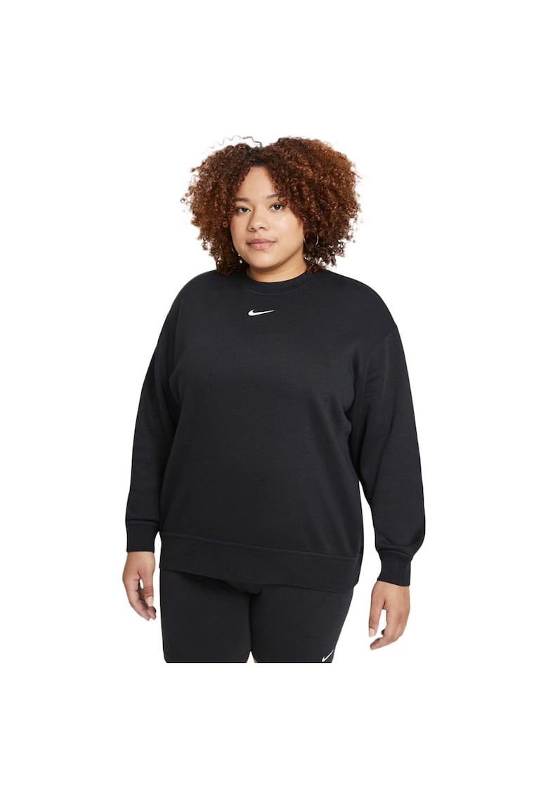 Hanorac sport dama - Sportswear Essentials - croiala larga - negru - bumbac -