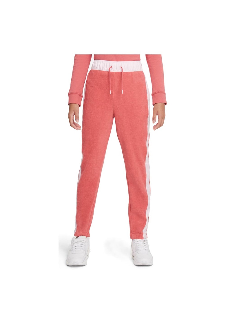 Pantaloni sport copii Heritage - fleece termic - 3 buzunare - poliester - roz
