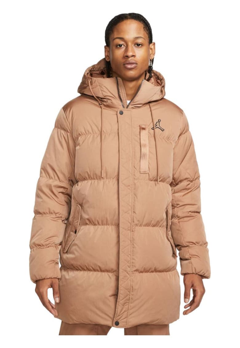 Geaca barbati - parka cu puf - hidrofug - gluga reglabila - bej - nailon -