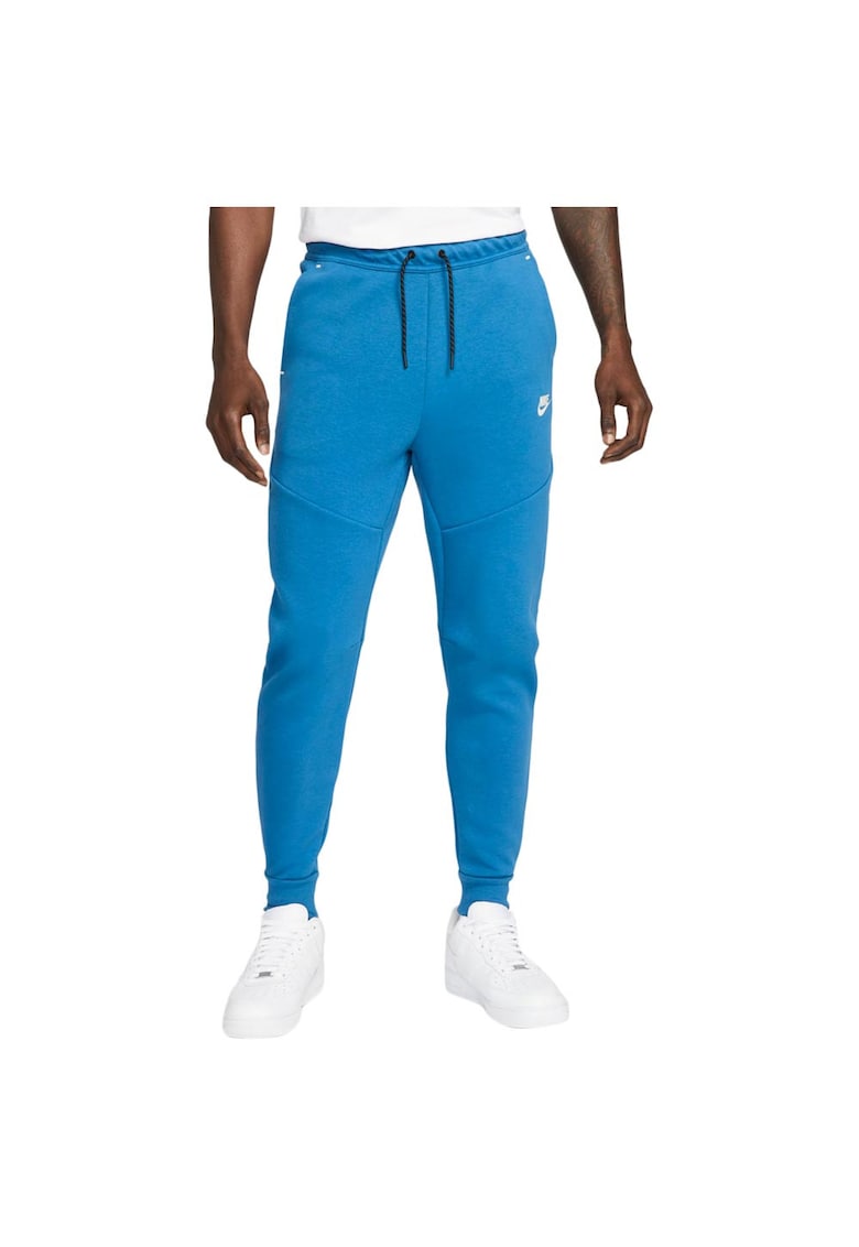 Pantaloni sport Tech Fleece - conici - cu buzunar cu fermoar - bumbac - albastru