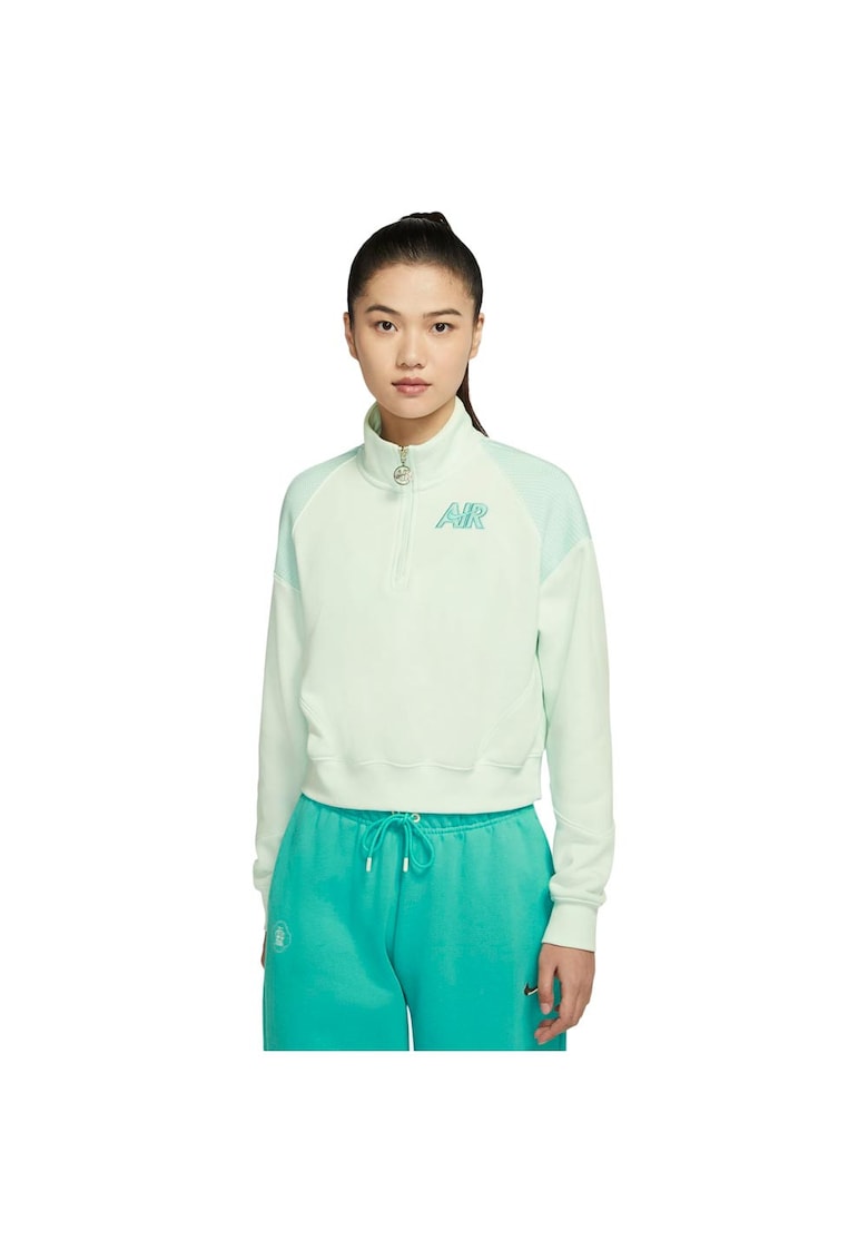 Bluza sport dama - fleece - verde - croiala lejera - maneci lungi -