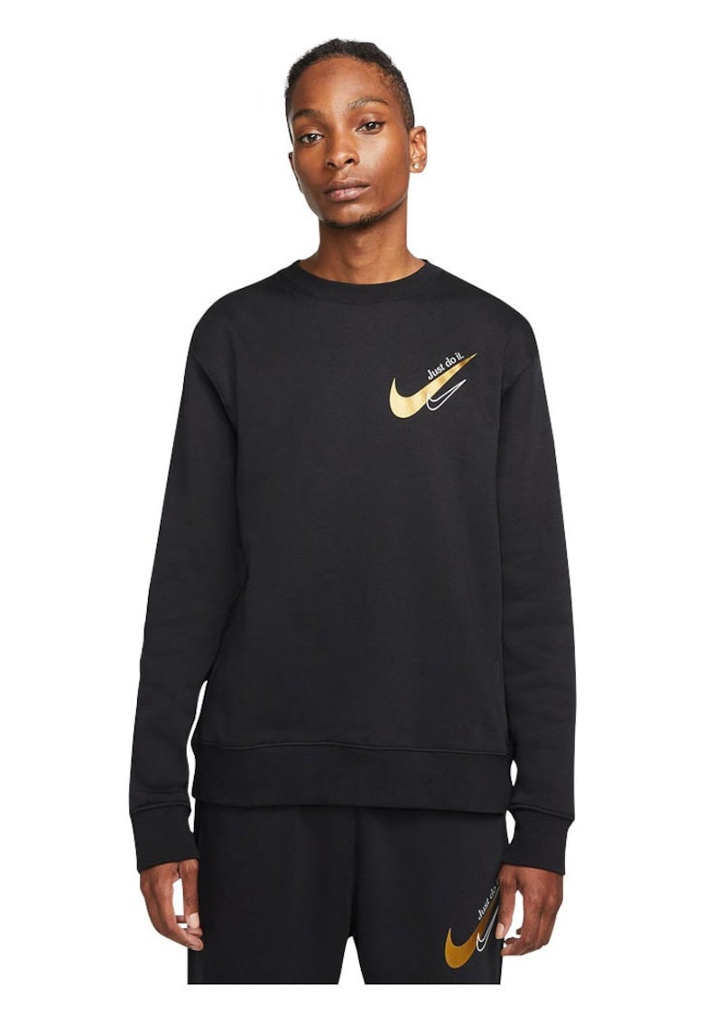 Bluza Sportswear barbati - fleece moale - croiala lejera - culoare neagra - 80% bumbac/20% poliester