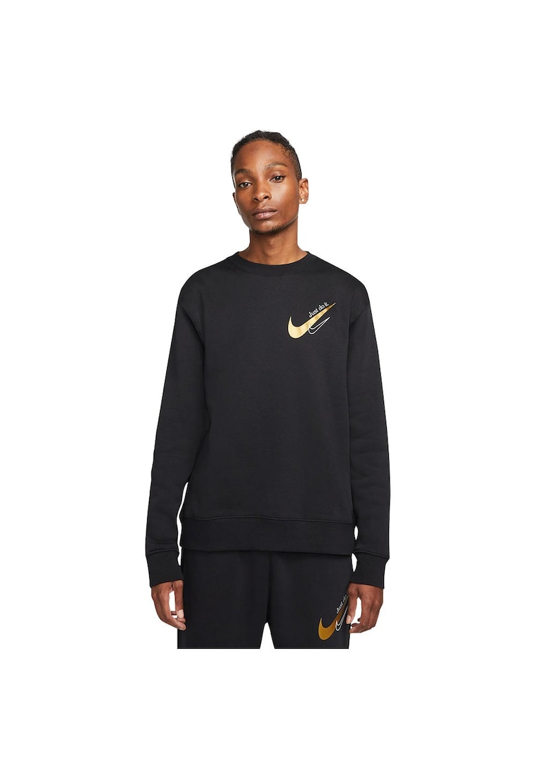 Bluza Sportswear barbati - fleece moale - croiala lejera - negru - 80% bumbac/20% poliester