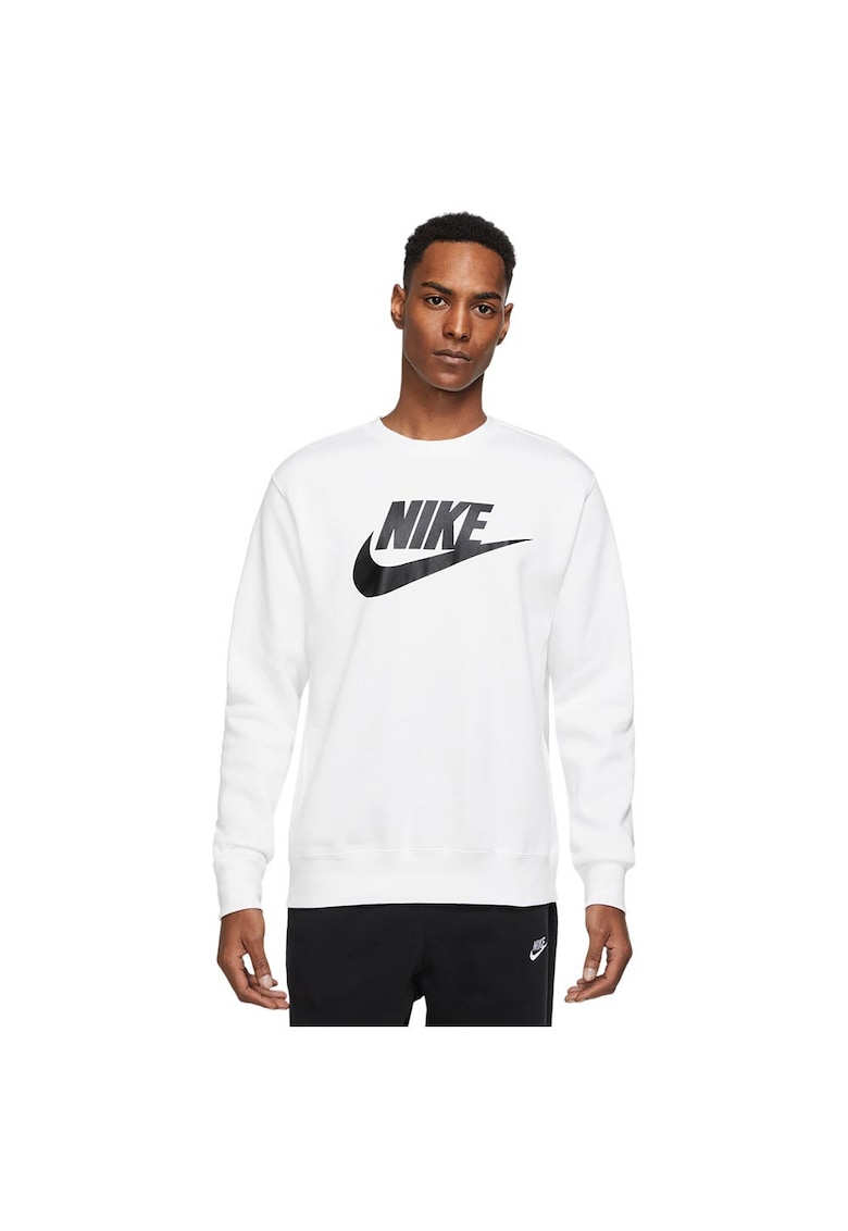 Bluza Sportswear Club Fleece - confortabil - moale - bumbac/poliester - alb -