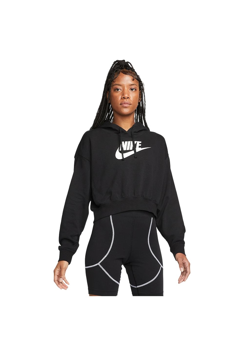 Hanorac sport dama Sportswear Club - bumbac/poliester - negru -