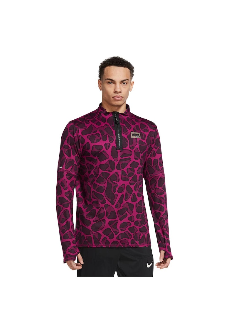 Bluza sport Dri-FIT - maneca lunga - negru/roz - material moale - inchidere cu fermoar -
