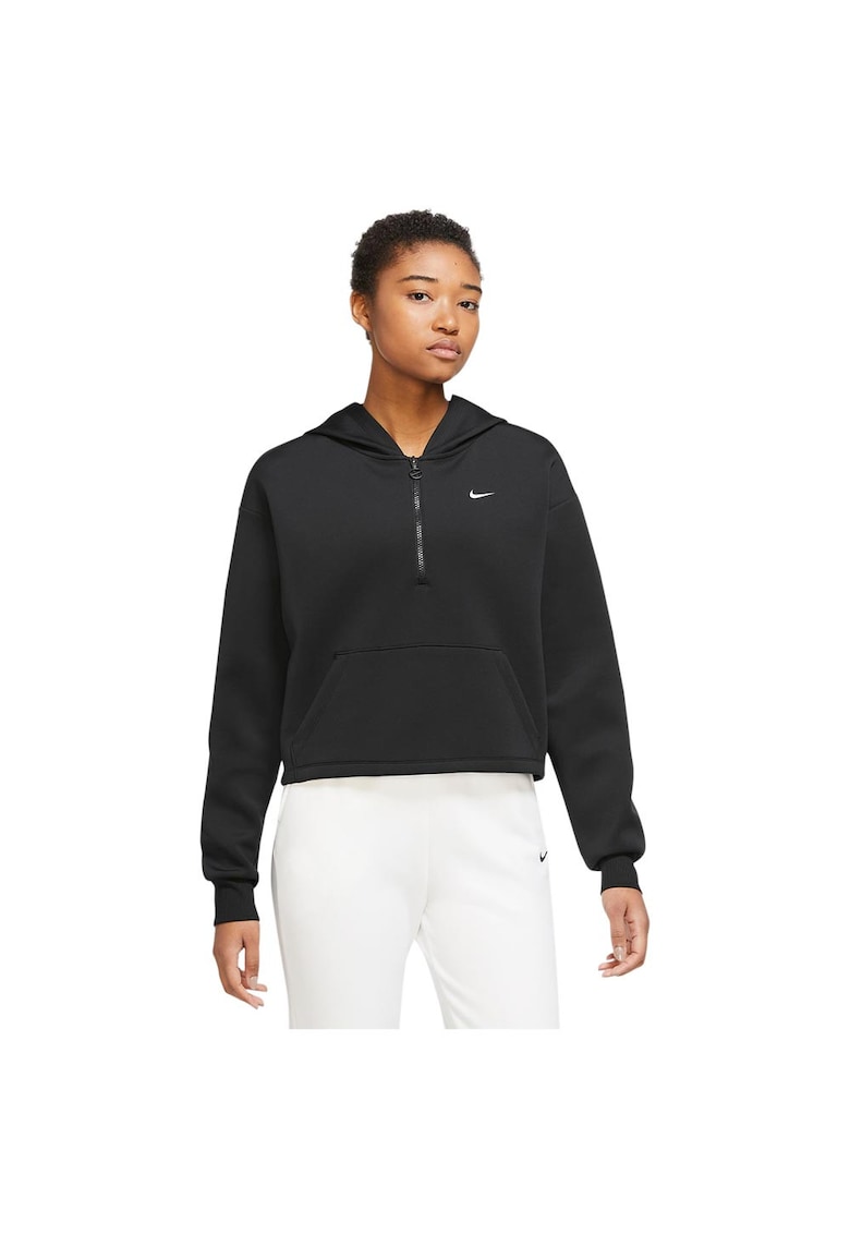 Hanorac sport dama Dri-FIT - super moale - cu fermoar la gat - gluga - poliester - negru -