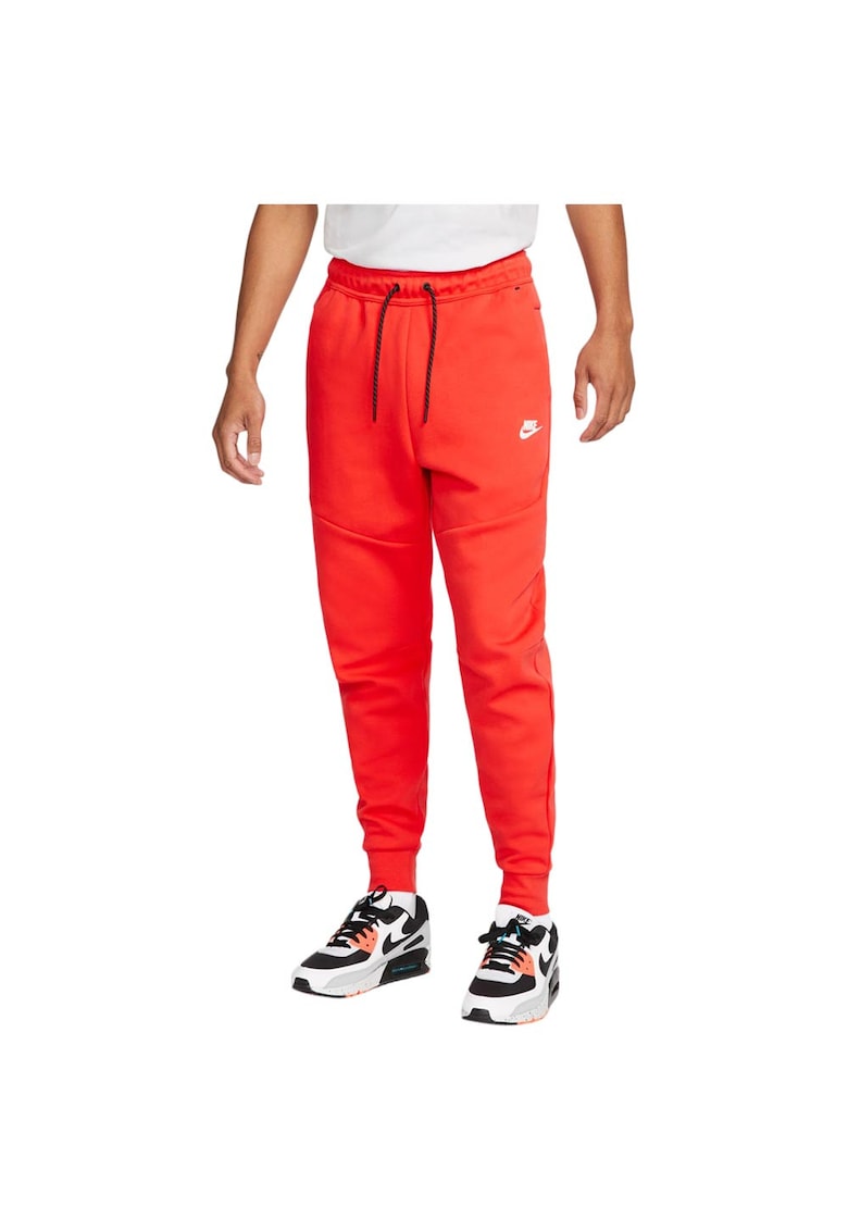 Pantaloni sport barbati Tech Fleece DV0538 - buzunare cu fermoar - bumbac/poliester - rosu