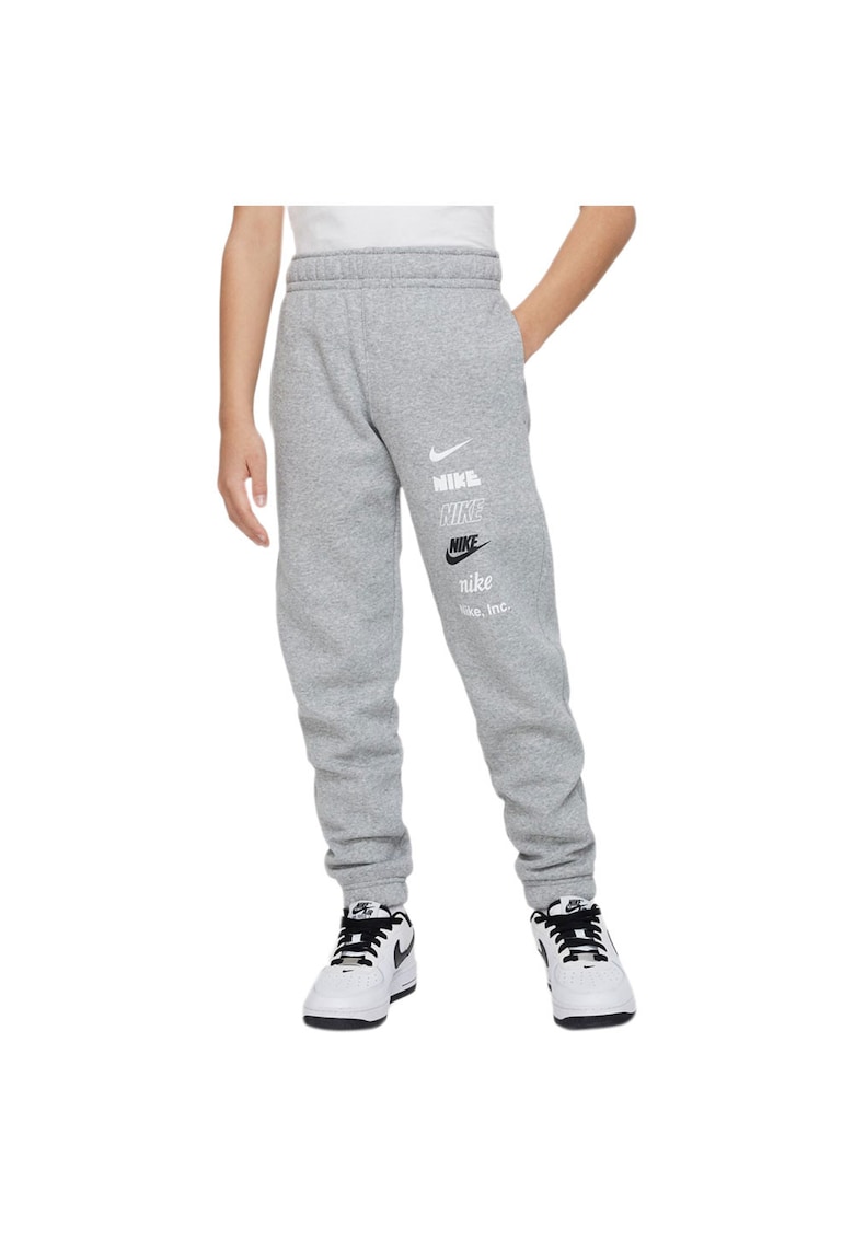 Pantaloni sport copii bumbac/poliester - talie elastica - buzunare - gri