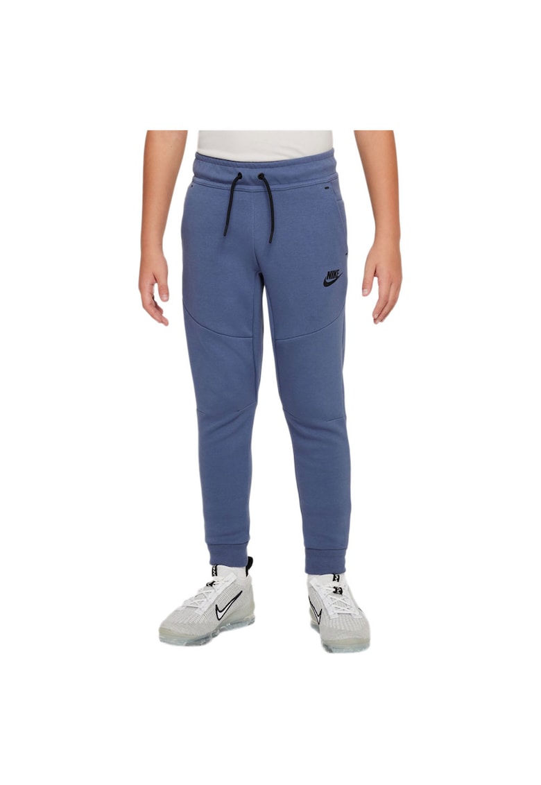 Pantaloni sport Tech Fleece - caldurosi - cu talie elastica - bumbac/poliester - albastru