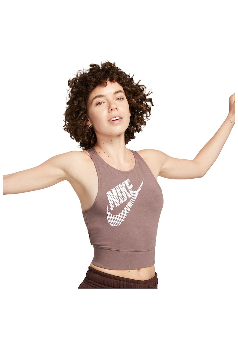 Maiou sport dama - scurt - elasticitate - bumbac/poliester - bej inchis -