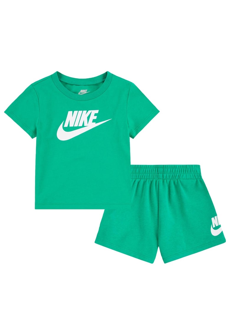Set tricou si pantaloni scurti croiala regulata - talie elastica - bumbac si poliester - verde