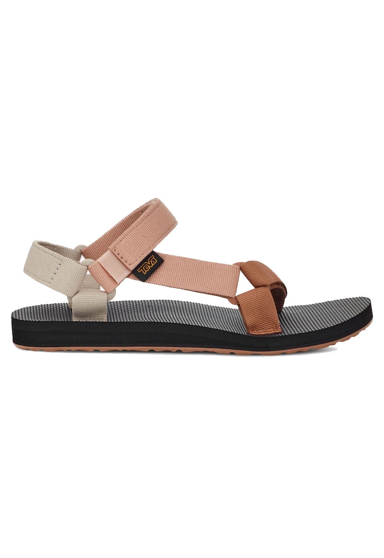 Sandale dama Original - curele Velcro - negru/maro - poliester/spuma EVA -
