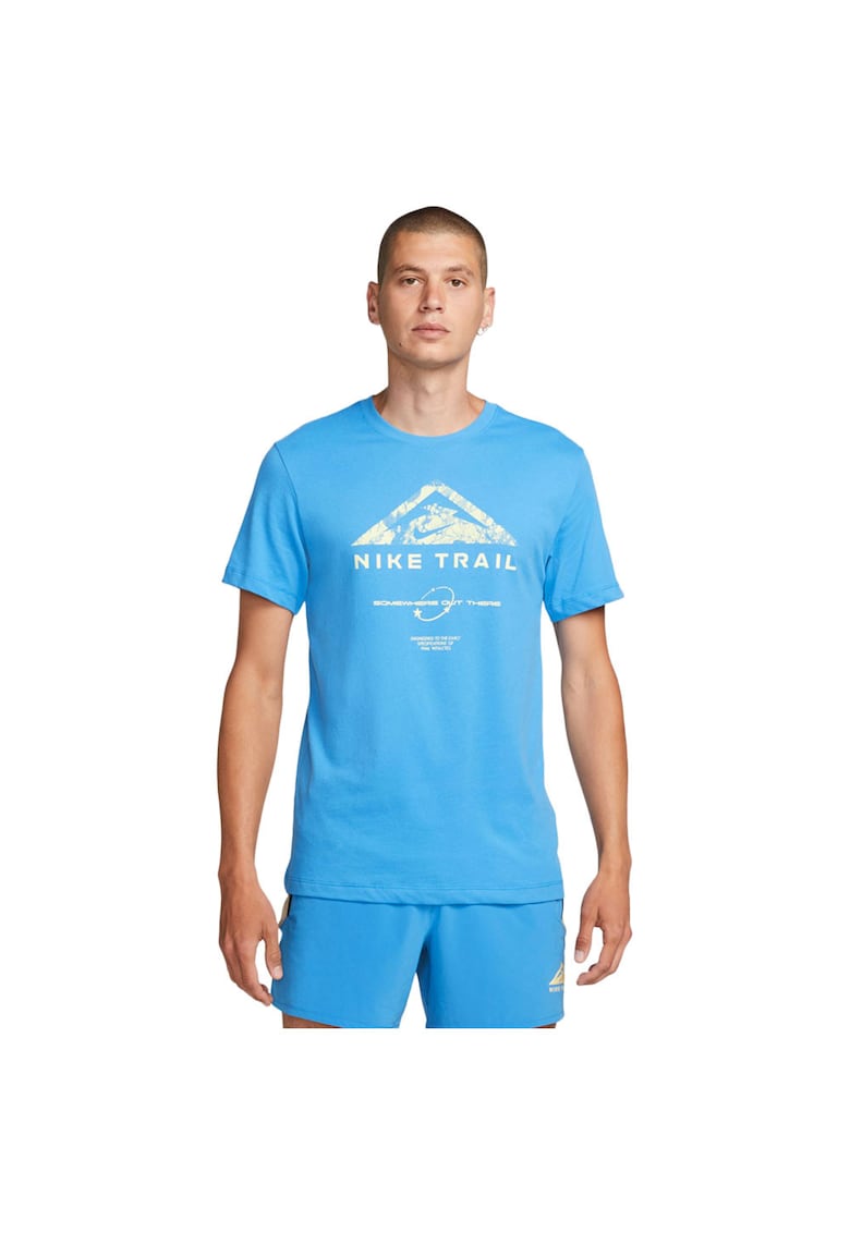 Tricou sport Dri-FIT - barbati - albastru - material bumbac/poliester - imprimeu grafic