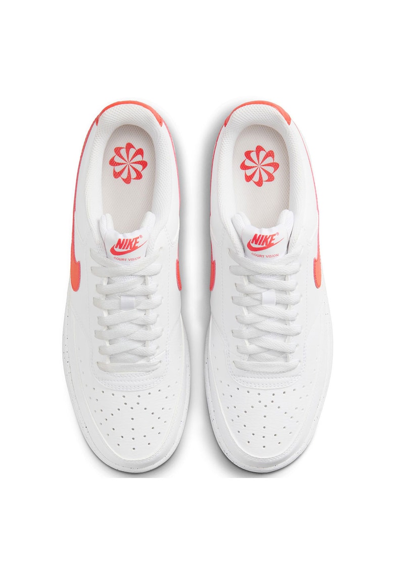 Pantofi sport copii - Court Vision Low NN DH2987 - piele naturala/piele ecologica - alb/portocaliu