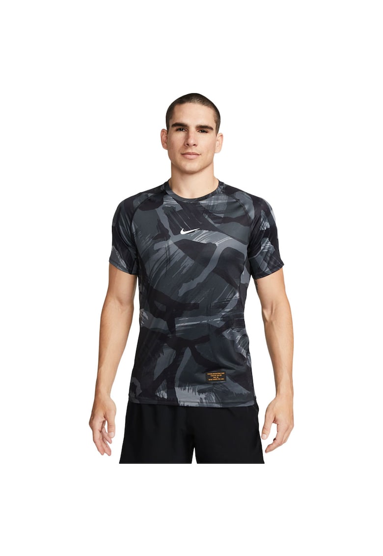 Tricou sport Pro Dri-FIT - slim fit - imprimeu camo - negru - poliester -