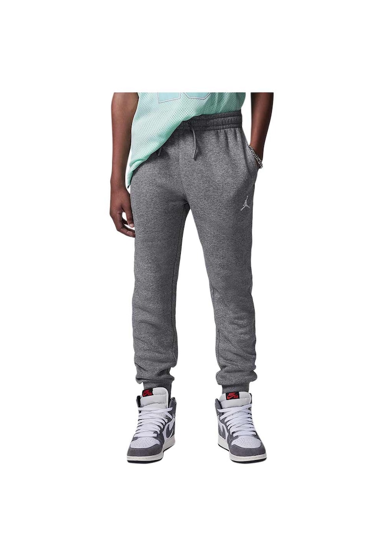 Pantaloni sport Brooklyn Fleece Essentials - bumbac/poliester - talie elastica - gri