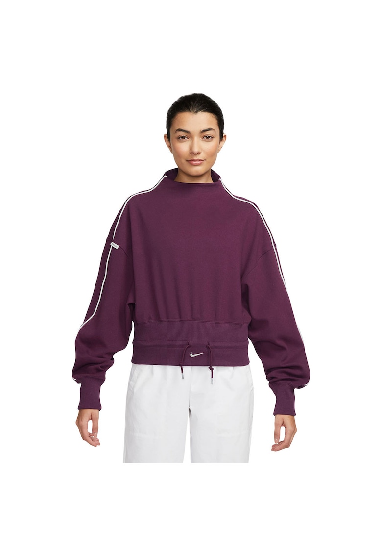 Hanorac Sportswear pentru femei - croiala lejera - guler inalt - mov - bumbac