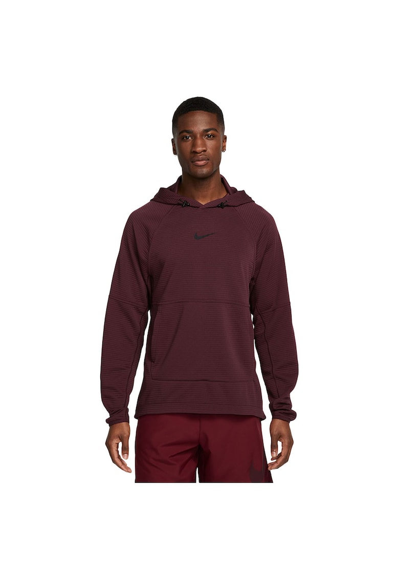 Hanorac sport Pro - tehnologie Dri-FIT - buzunare frontale - gluga - poliester - visiniu -