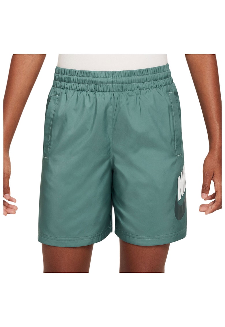 Pantaloni scurti sport copii - captuseala din plasa - elastic in talie - poliester - verde